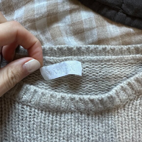 Sablyn Tristan Crewneck Cable Cashmere Pullover - Foggy - Picture 5 of 8